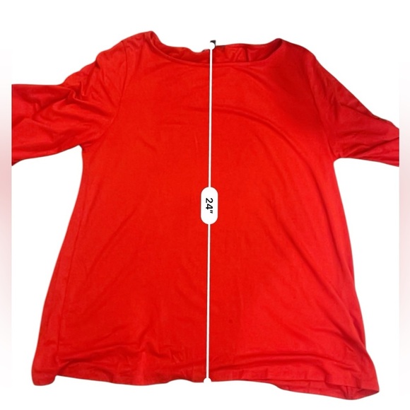Eileen Fisher split sleeve top cherry red crew neck longer length layering med - Picture 8 of 11